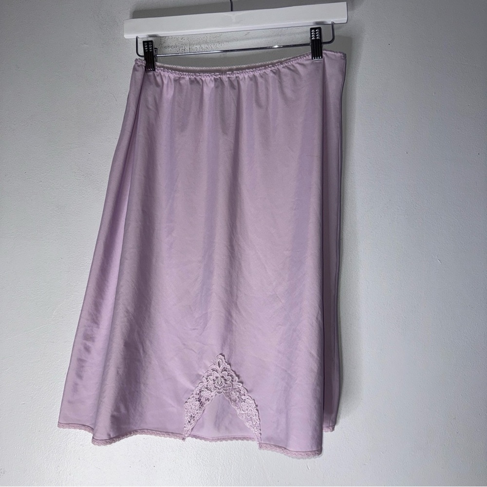 Vintage Deena Lavender‎ Satin Slip Skirt Knee Large USA
